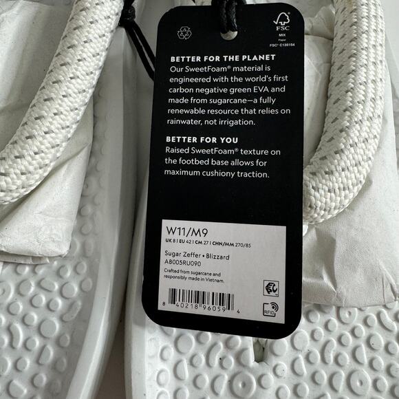NWT ALLBIRDS Sugar Zeffers Sandal Flip Flops White W11 M9 - Picture 3 of 4